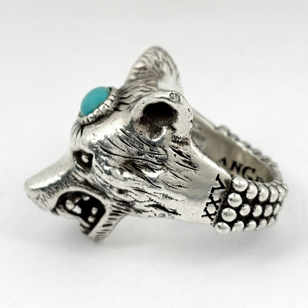 Gucci Anga Forest Wolf Head Ring 925 Sterling Silver