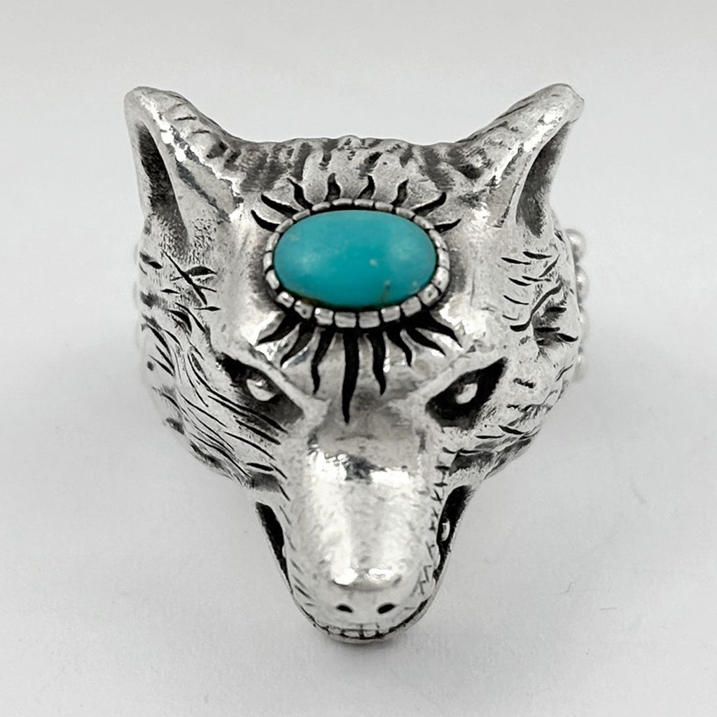 Gucci Anga Forest Wolf Head Ring 925 Sterling Silver
