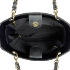 Chanel CC Logo Chain Tote Shoulder Bag Quilted Petite Shopping PST Bag Caviar — view 9