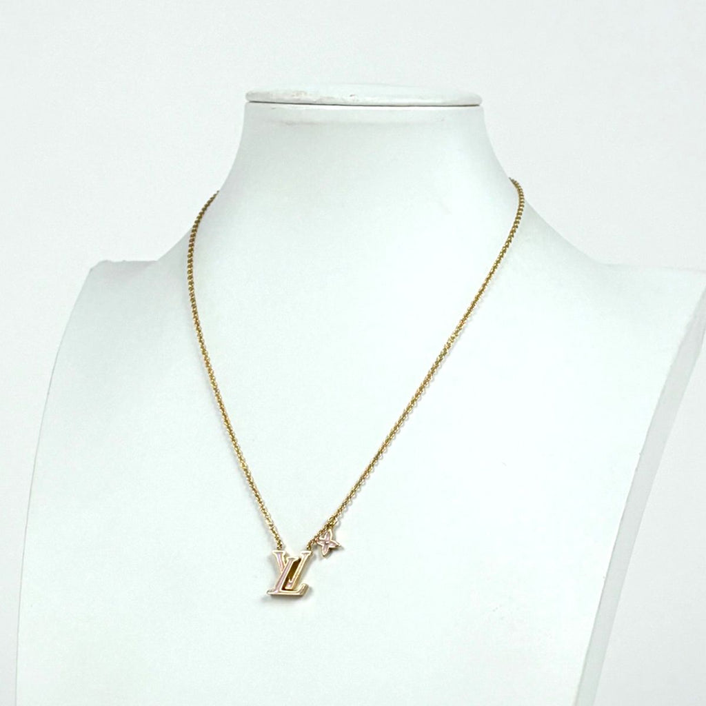 Louis Vuitton Necklace LV Iconic Enamel Logo Gold Plated Pink — view 4