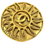 Chanel CC Logo Brooch Round Gold Plated