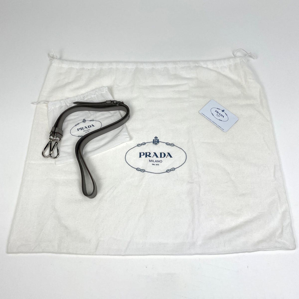 Prada Logo Handbag 2-Way Leather Gray — view 9
