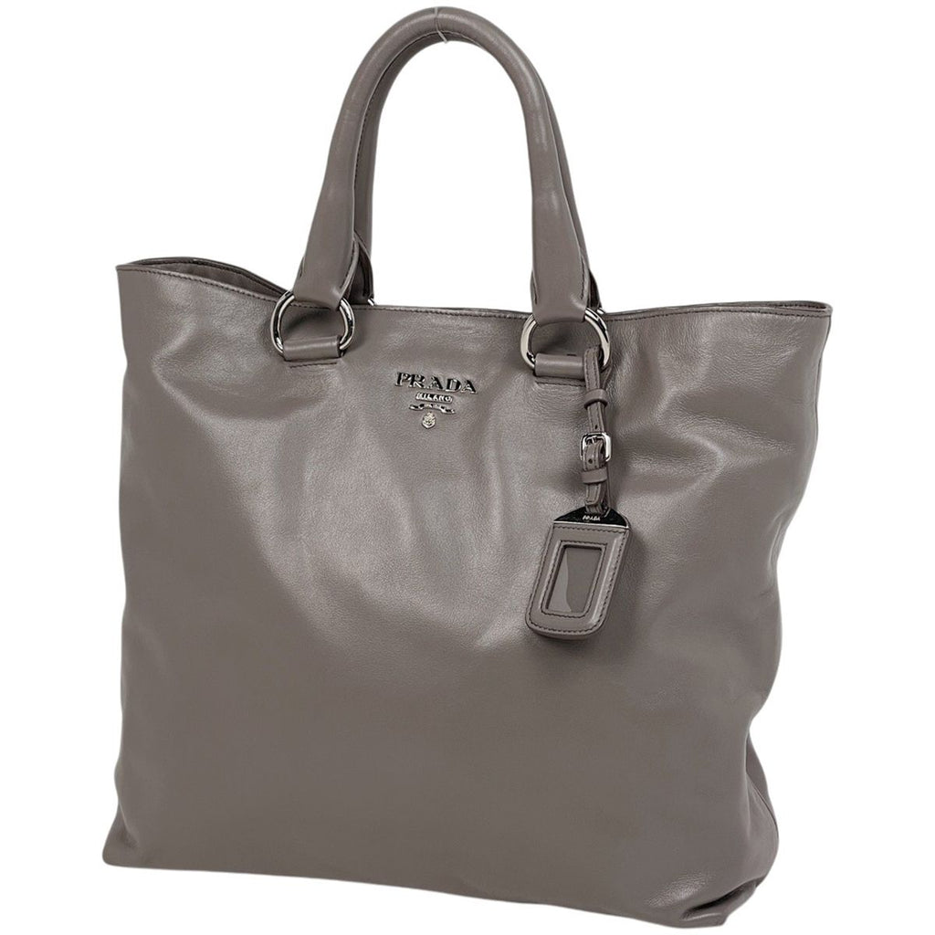 Prada Logo Handbag 2-Way Leather Gray