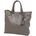 Prada Logo Handbag 2-Way Leather Gray
