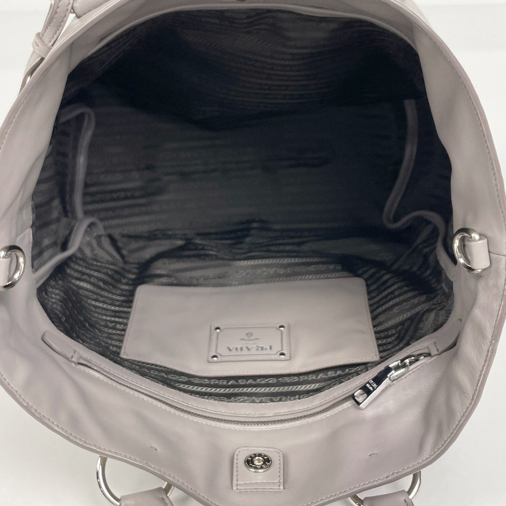Prada Logo Handbag 2-Way Leather Gray — view 8