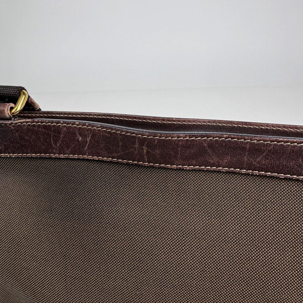 Prada Logo Jacquard Shoulder Bag Canvas Brown — view 5