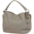 Prada Logo Shoulder Bag Leather Gray