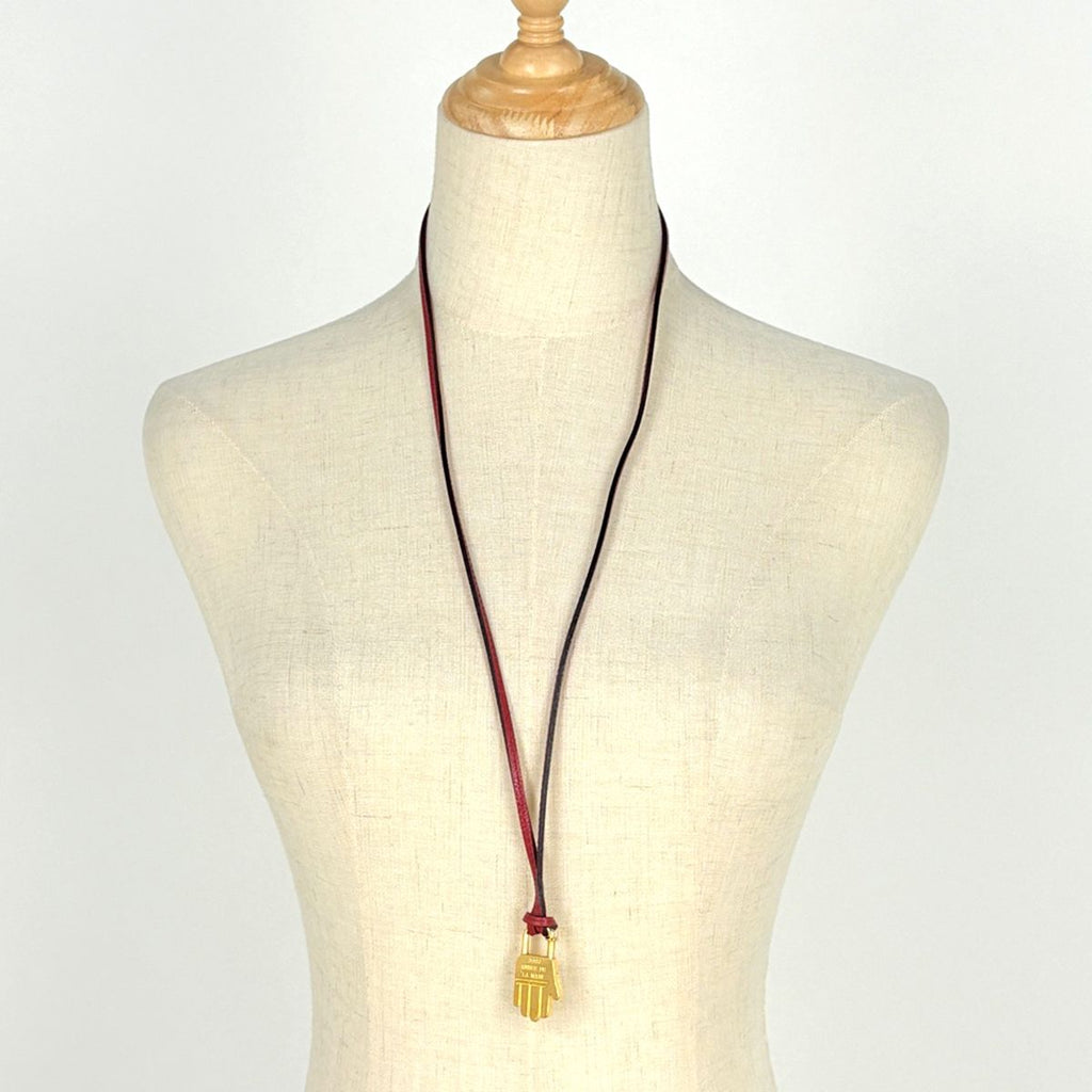 Hermes Cadena Hand Necklace Leather Gold — view 4