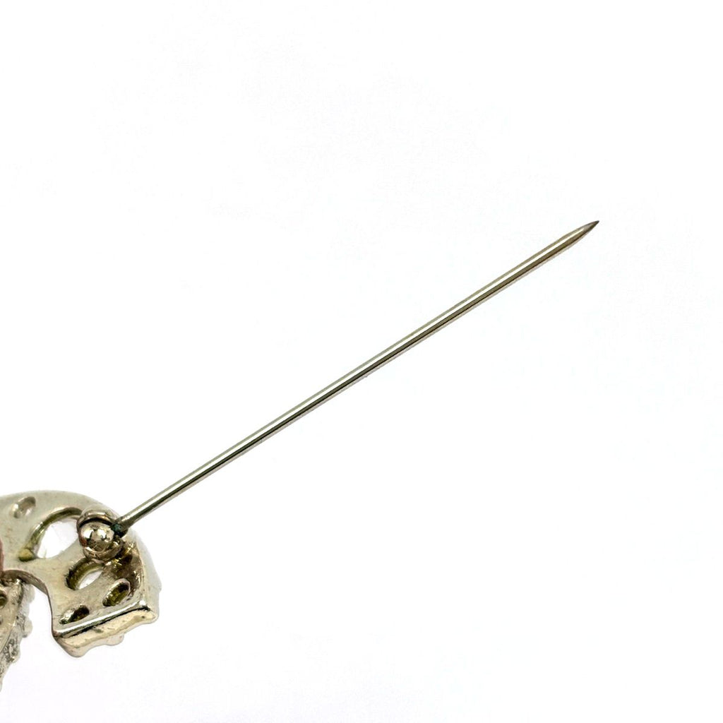 Chanel CC Logo Rhinestone Brooch Silver Plated — view 3