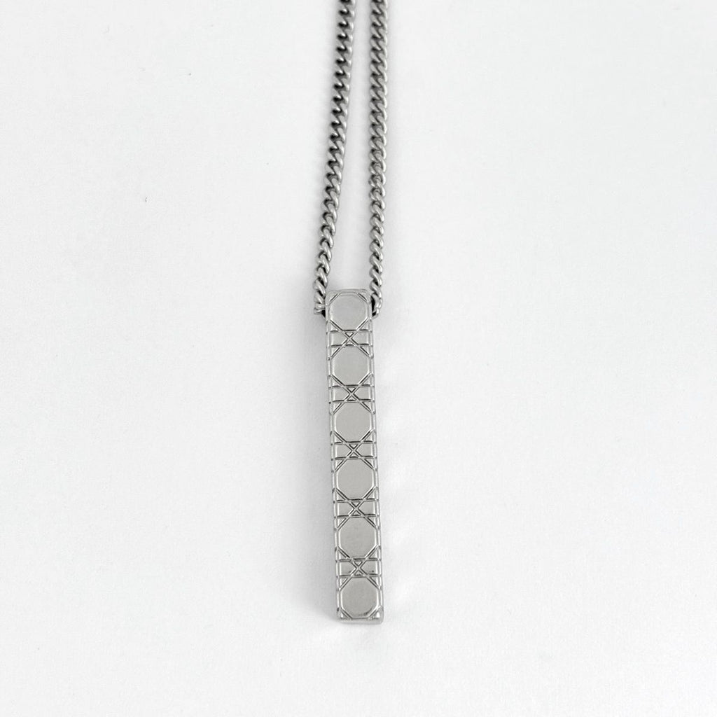 Dior Logo Necklace Cannage Stainless Steel Silver — view 2