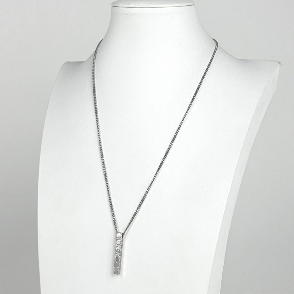 Dior Logo Necklace Cannage Stainless Steel Silver — view 4