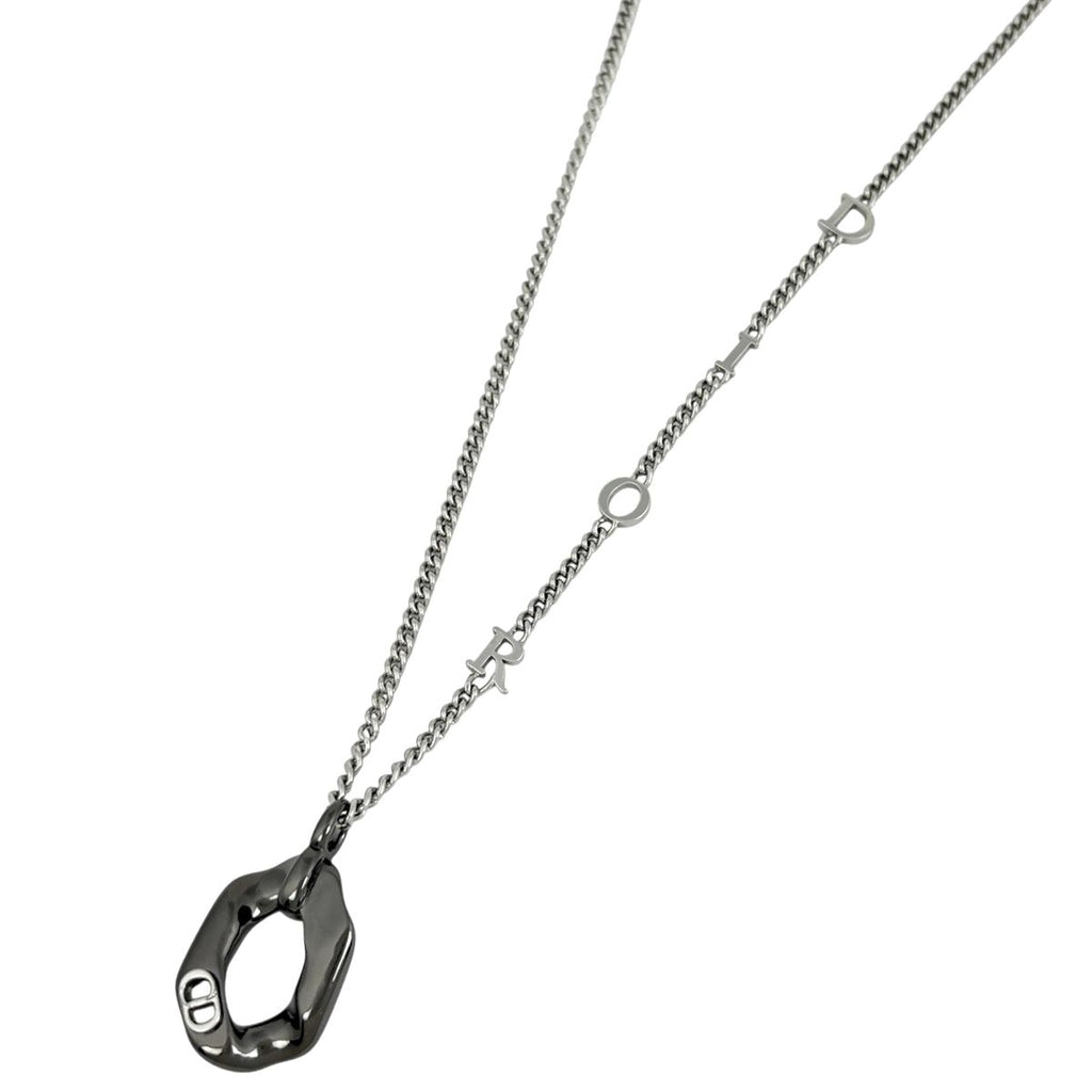 Dior Logo Necklace Contrast Silver