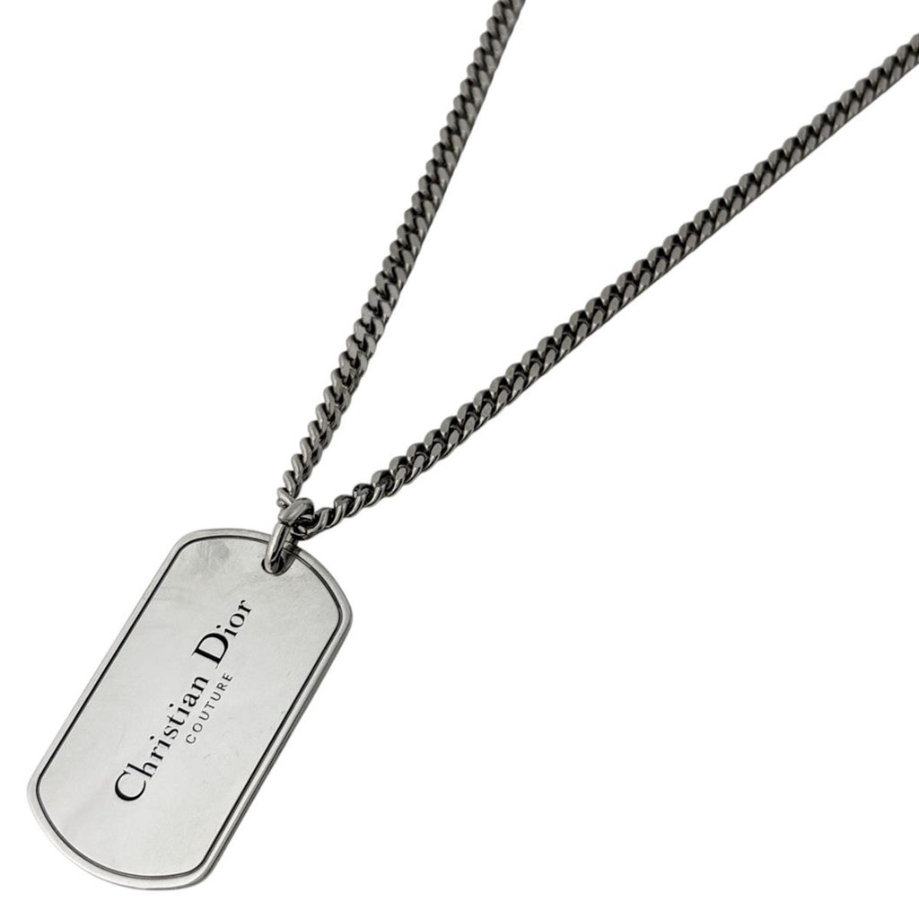 Dior Dog Tag Necklace Logo Silver Plated