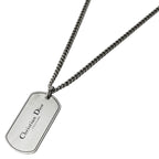 Dior Dog Tag Necklace Logo Silver Plated