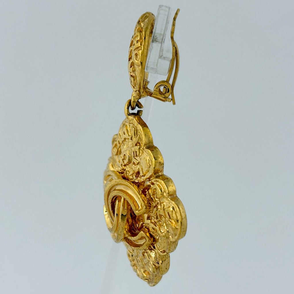 Chanel CC Logo Earrings Swing Diamond Gold Plated — view 2