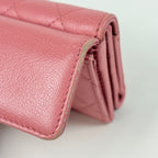 Chanel CC Logo Trifold Wallet Half Coco Quilted Caviar Leather Pink — view 5