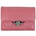 Chanel CC Logo Trifold Wallet Half Coco Quilted Caviar Leather Pink