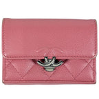 Chanel CC Logo Trifold Wallet Half Coco Quilted Caviar Leather Pink