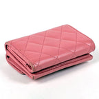 Chanel CC Logo Trifold Wallet Half Coco Quilted Caviar Leather Pink — view 2