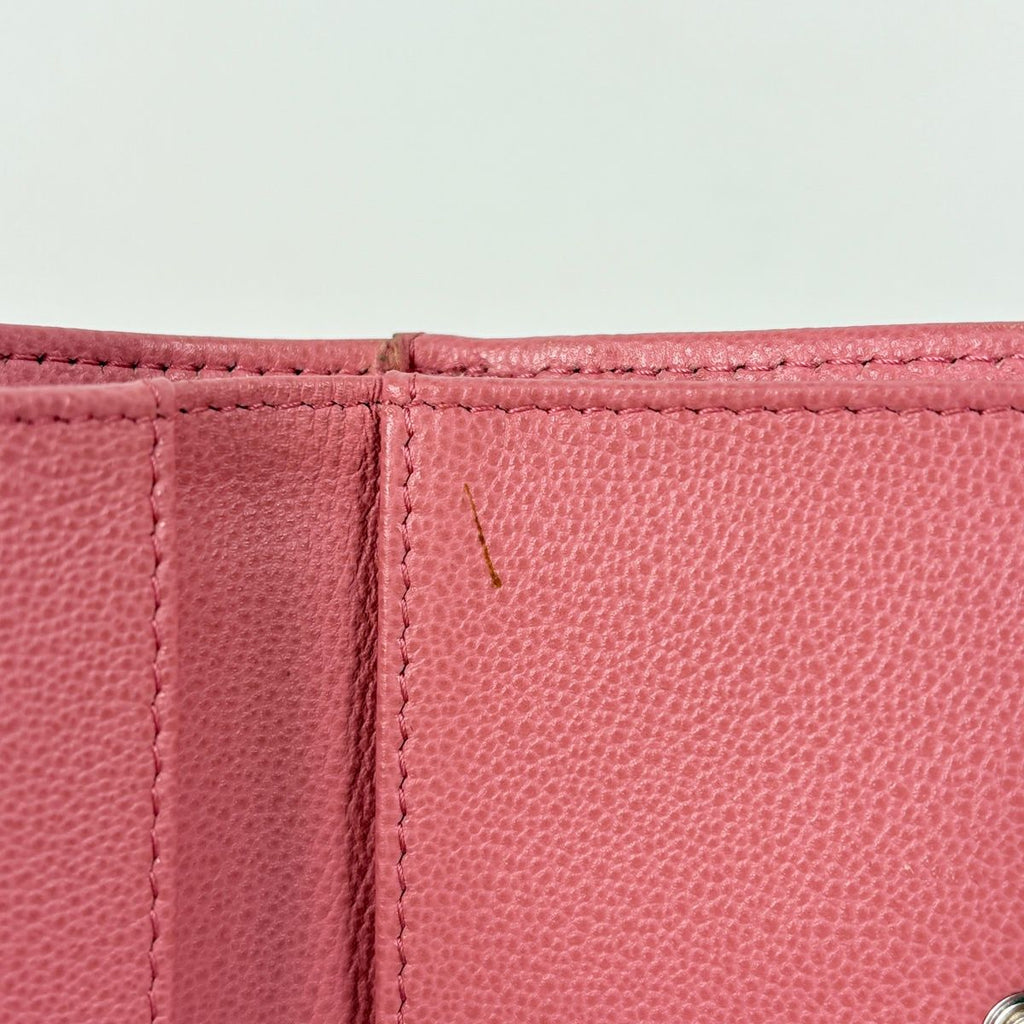 Chanel CC Logo Trifold Wallet Half Coco Quilted Caviar Leather Pink — view 6