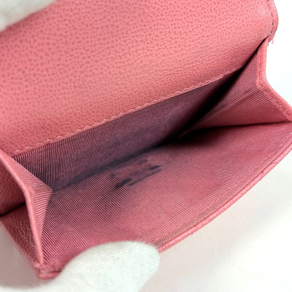 Chanel CC Logo Trifold Wallet Half Coco Quilted Caviar Leather Pink — view 8