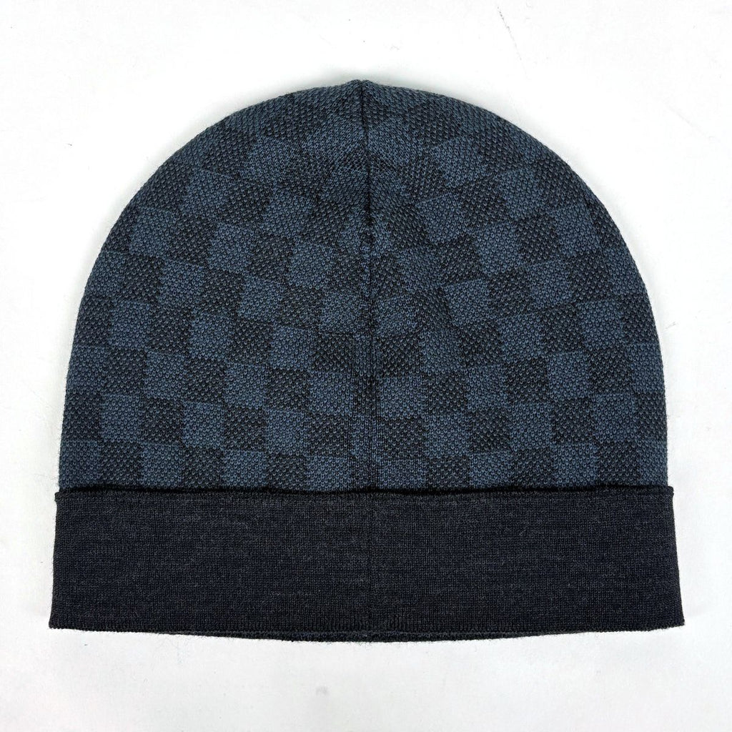 Louis Vuitton Bonnet Petit Damier Knit Cap Hat Cap Wool Polyurethane Gray Blue — view 2