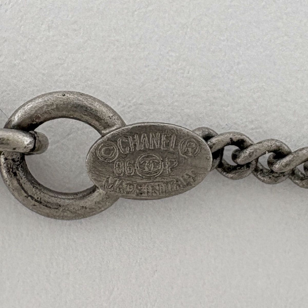 Chanel Camellia Necklace CC Logo Silver Plated — view 4