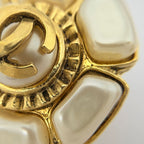 Chanel CC Logo Faux Pearl Earrings Gold Plated — view 4