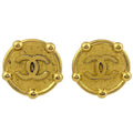 Chanel CC Logo Round Earrings Gold Plated