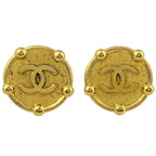 Chanel CC Logo Round Earrings Gold Plated
