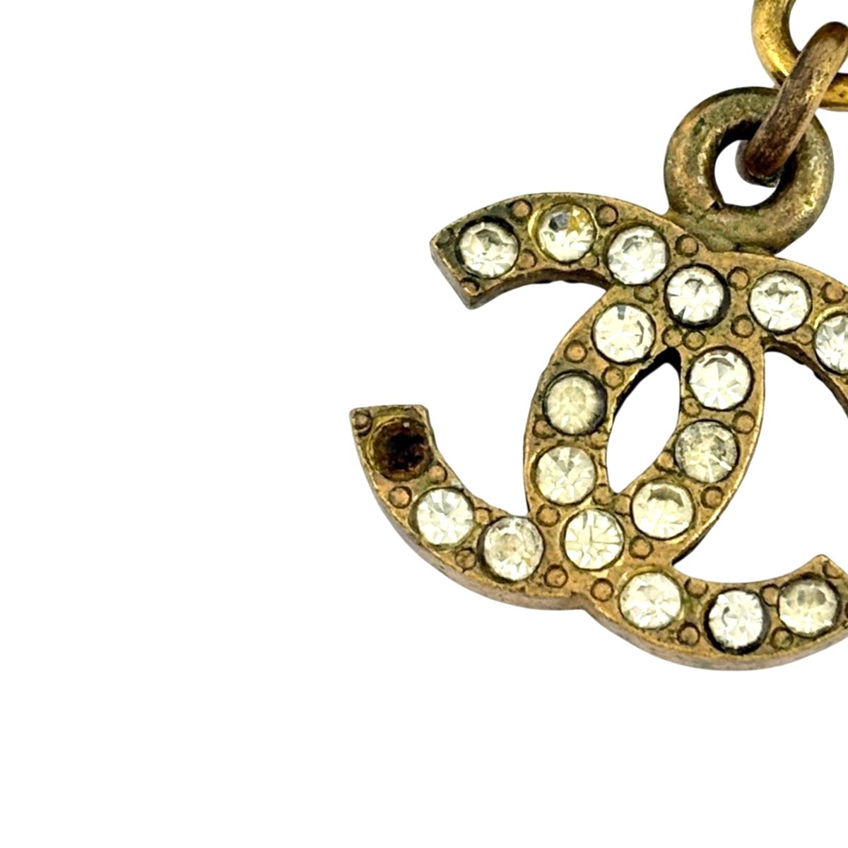 Chanel CC Logo Rhinestone Necklace Gold Plated — view 5