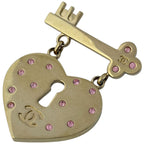 Chanel Heart Rock Brooch Rhinestone Gold