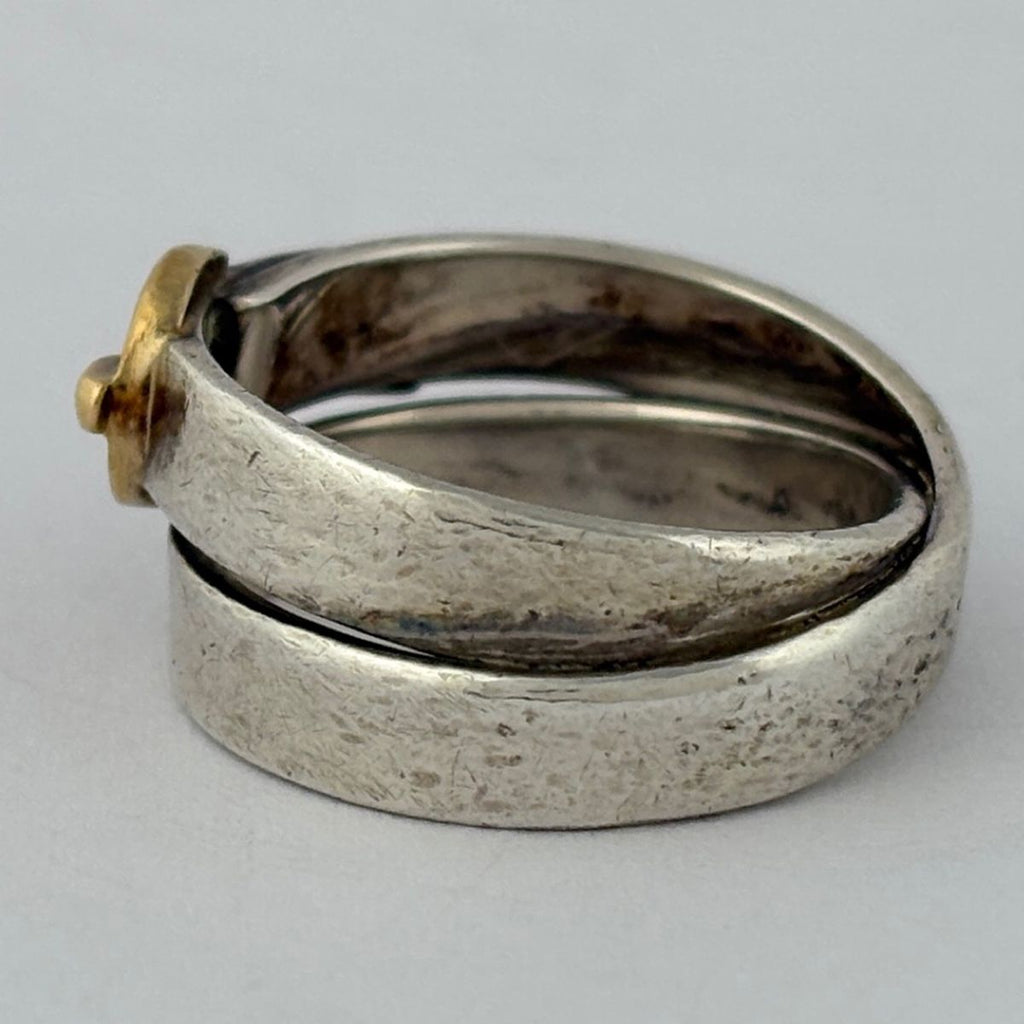 Hermes Double Tour Ring Belt 925 Sterling Silver 750 Gold