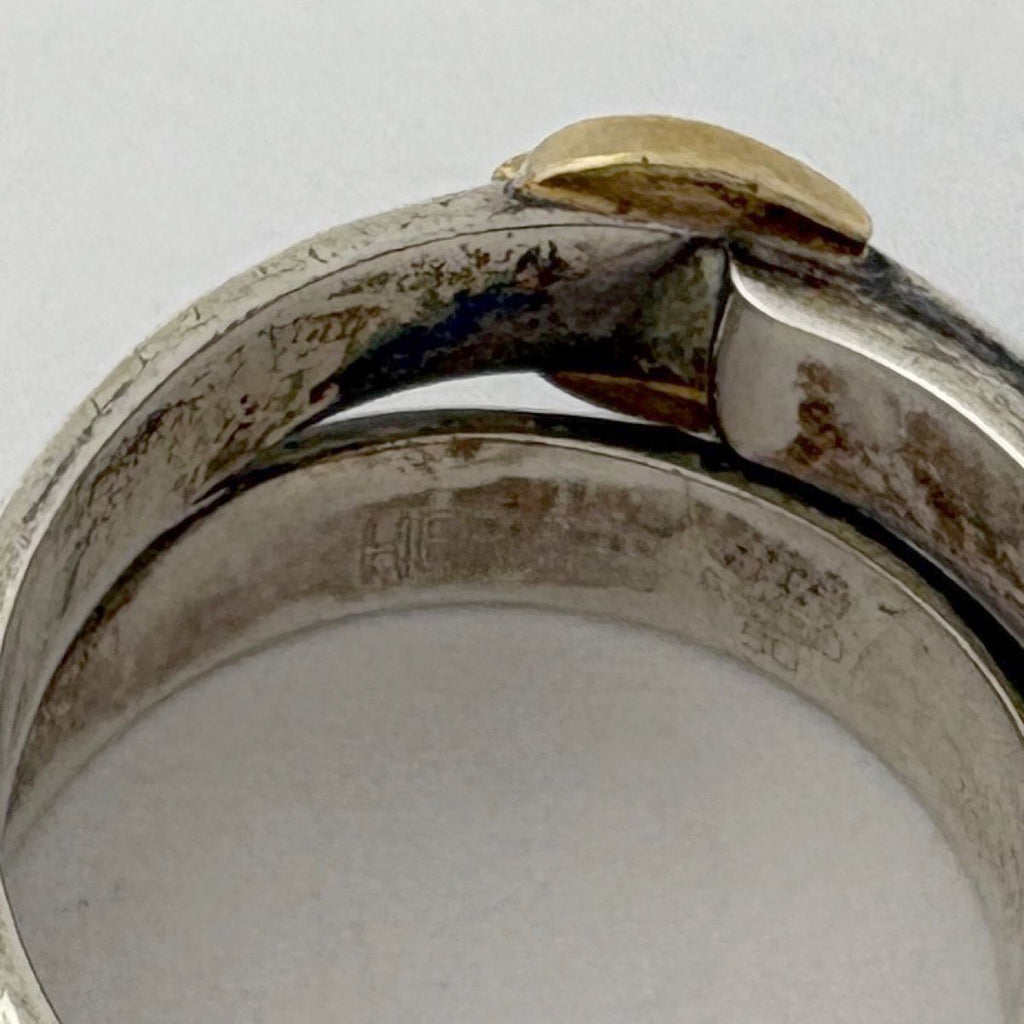 Hermes Double Tour Ring Belt 925 Sterling Silver 750 Gold