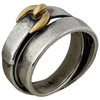 Hermes Double Tour Ring Belt 925 Sterling Silver 750 Gold