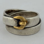 Hermes Double Tour Ring Belt 925 Sterling Silver 750 Gold