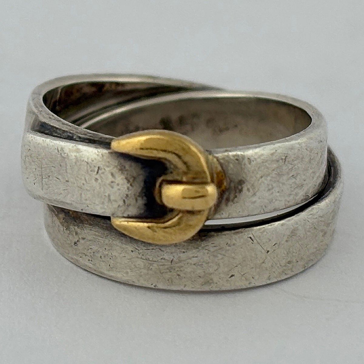 Hermes Double Tour Ring Belt 925 Sterling Silver 750 Gold