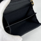 Chanel CC Logo Bifold Wallet Chain Card Case Leather Black — view 6