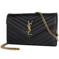 Saint Laurent Yves Cassandra Classic Chain Wallet 2-Way Shoulder Bag Leather