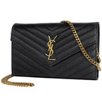 Saint Laurent Yves Cassandra Classic Chain Wallet 2-Way Shoulder Bag Leather