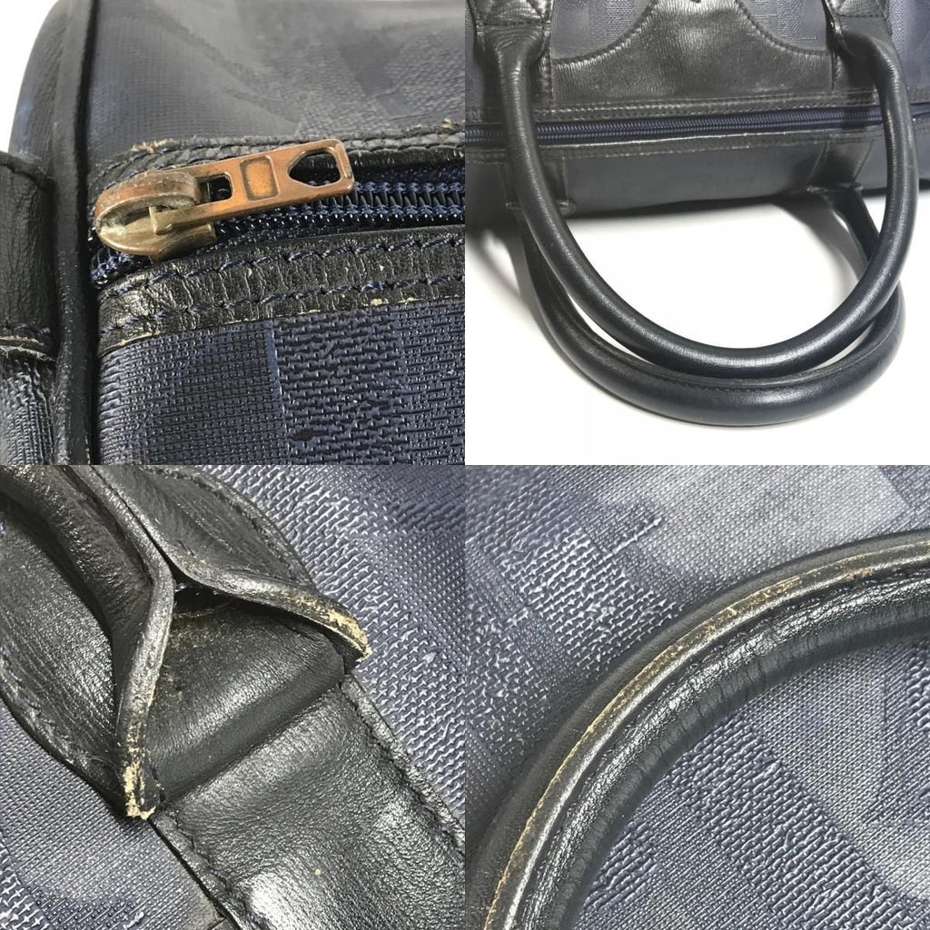 Dior Boston Bag Trotter Logo Leather Navy — view 8