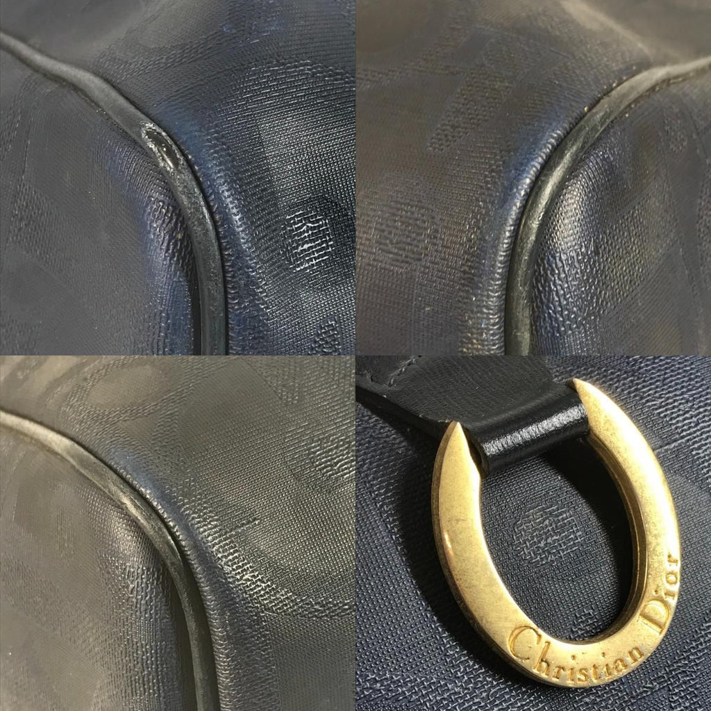 Dior Boston Bag Trotter Logo Leather Navy — view 7