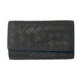 Bottega Veneta Key Case Dark Gray Blue Intrecciato 6 Key Holder Leather