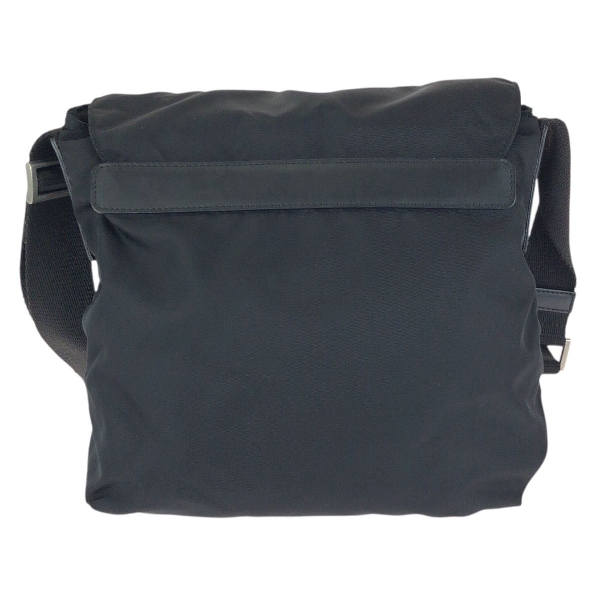 Prada Tessuto Black Silver Nylon Leather Shoulder — view 2