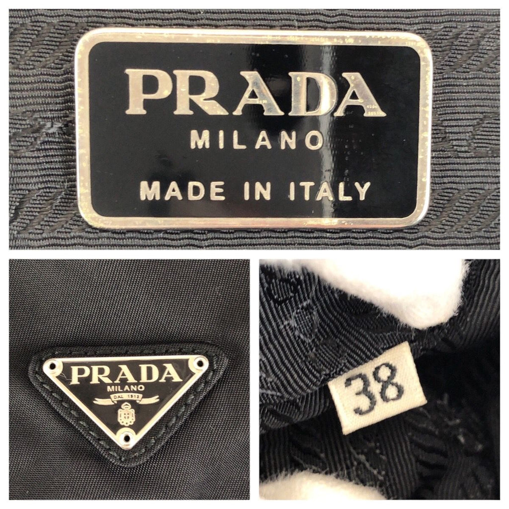 Prada Tessuto Black Silver Nylon Leather Shoulder — view 4
