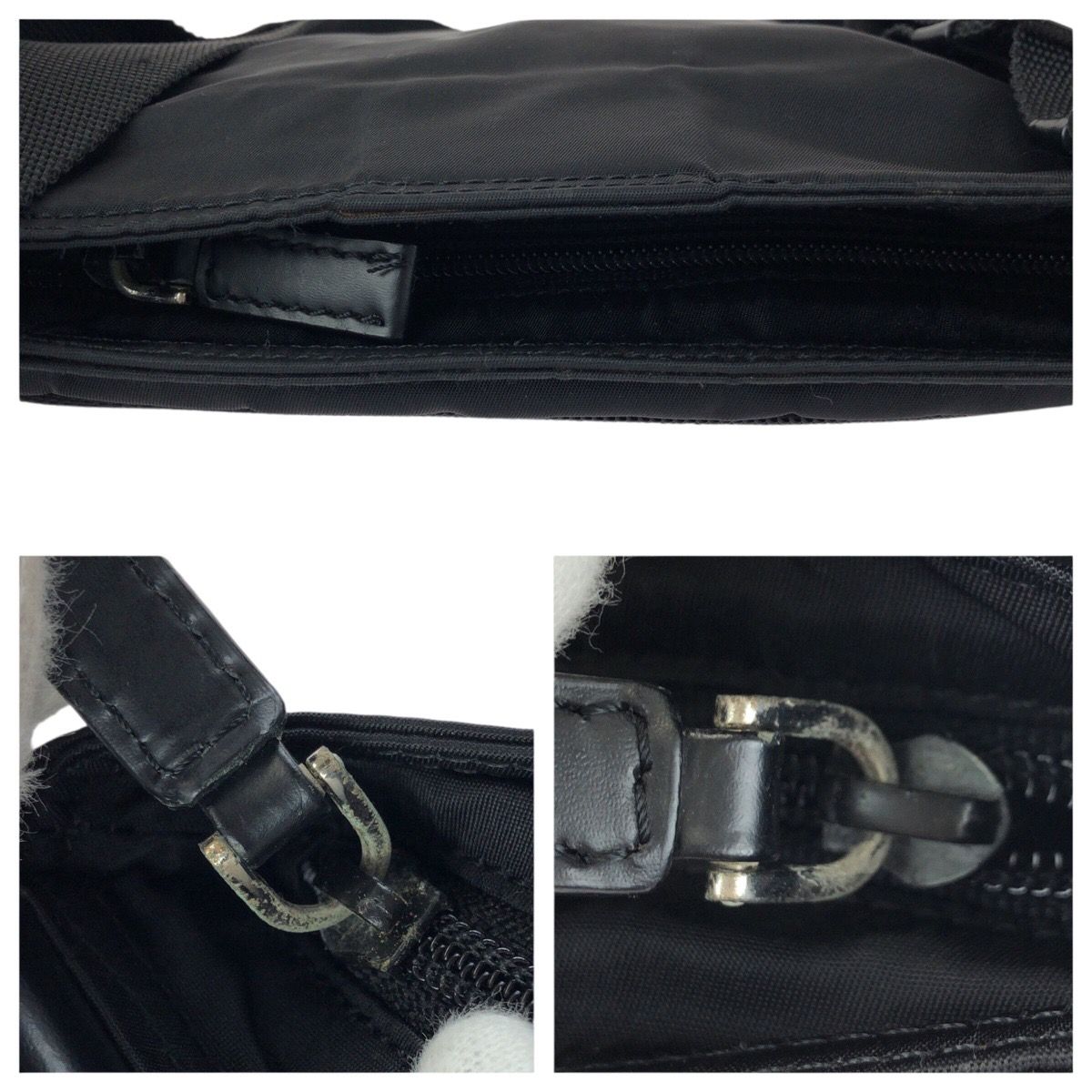 Prada Tessuto Black Silver Nylon Shoulder — view 6