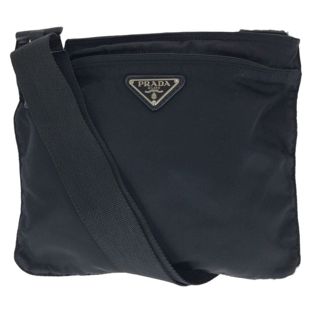 Prada Tessuto Black Silver Nylon Shoulder