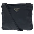 Prada Tessuto Black Silver Nylon Shoulder
