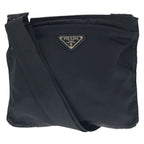 Prada Tessuto Black Silver Nylon Shoulder