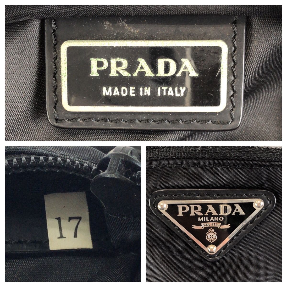 Prada Tessuto Black Silver Nylon Shoulder — view 4